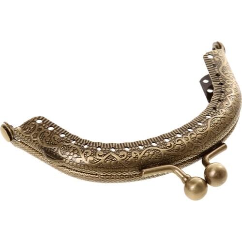 Prettyia 2Pcs DIY Bronze Purse Clasps Kiss Lock Frame Metal Handle Findings