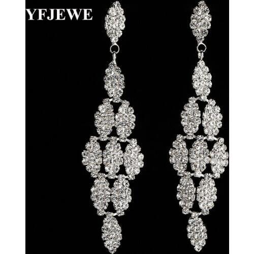 YFJEWE Luxurious Crystal Earrings for Womens Birthday Large Long Dangle Earrings Bridal Wedding Jewelry Woman #E359