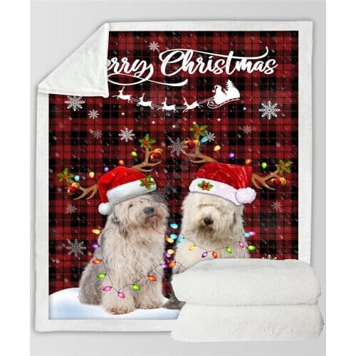 Christmas Dog 3D Printed fleece blanket Beds Hiking Picnic Thick Fashionable Bedspread Sherpa Throw Blanket Drop Shipping