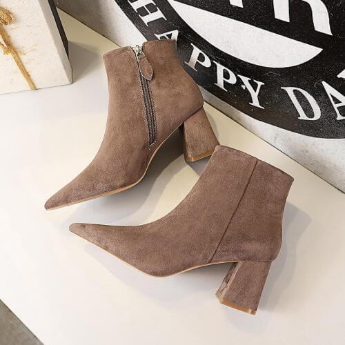 Chelsea Boots Women Low Heels Woman Shoes Thigh High Boots Ankle Boots Black Flock Shoes Ladies Winter Boots For Women 6cm