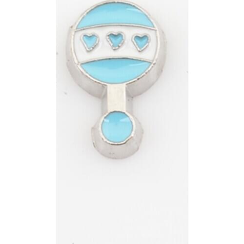 Blue Baby Rattle, Floating charms,Fit floating charm lockets, FC0198