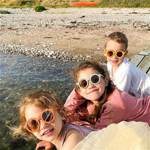 Cycling Leisure Sunglasses Baby Sunglasses Matte Children Sunglasses Fashion Round Frame Retro Mocha Glasses UV400 Protection