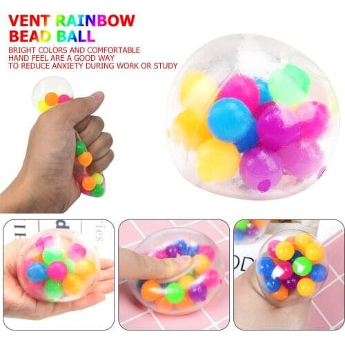 Squeeze Ball Toy Stress Relief Better Focus Ball Rainbow Sensory Balls Squeezy and Bouncy Fidget Toys Stress Relief Ball