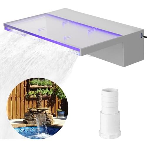 VEVOR Pool Waterfall Spillway with Strip LED Light Acrylic Pool Fountain Garden Pond Swimming Pool Water Fountain