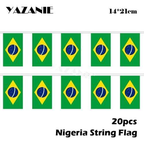 YAZANIE 14*21cm 20PCS 5Meter Brazil Brazilian String Flag National Flags Home Decoration Brasil Flag Country Bunting Bannerer