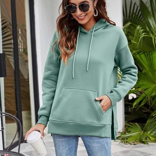 Women Hoodies Sweatshirts Autumn Winter Female Fashion Solid Color Fleece Hoody Sweatshirt Streetwear Tops Lady