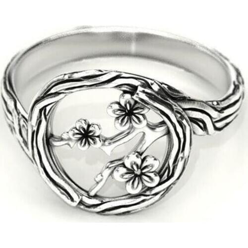 Glamour Retro Floral Shaped Hollow Ladys Ring Party Jewelry Classic Accessories Fashion Engagement Wedding Ring