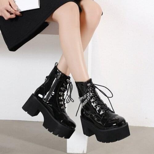 Winter Boots 2021 New Black Platform Ankle Boot Metal Decoration Fashion for Women Rubber Boots for Womens Daily Shoes 35-43