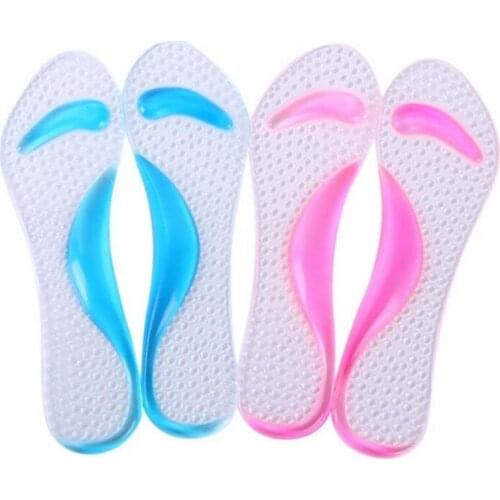 1Pair Silicone Gel Orthopedic Insoles Women High Heel Shoes Flat Foot Arch Support Pads Shoe Inserts Transparent Massage Insole