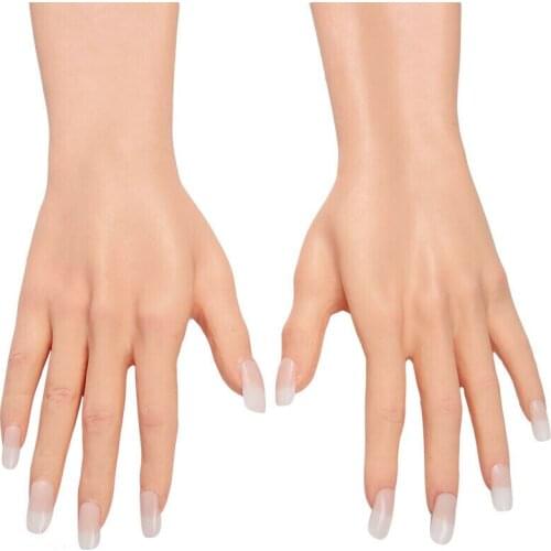 1 Pair Female Simulation Silicone Prosthesis Gloves With Nail Fake Hands Cover False Artificial Skin Sleeve Arm Crossdresser