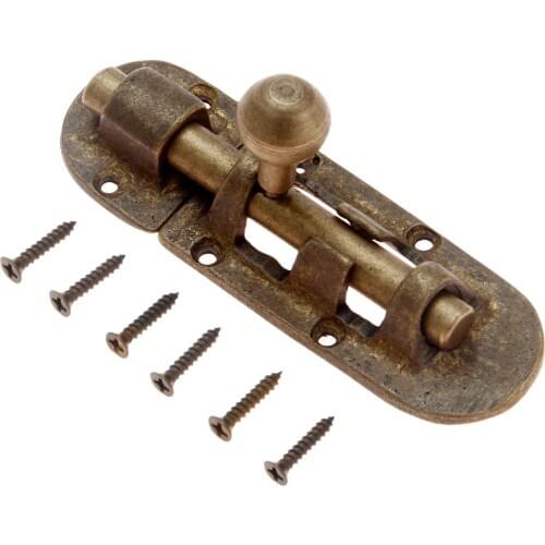 1Pc 105mm Vintage Barrel Latch Cupboard Door Lock Slide Bolt Stapler Gate Latch Hardware Antique Bronze Brass Cabinet Door Bolts
