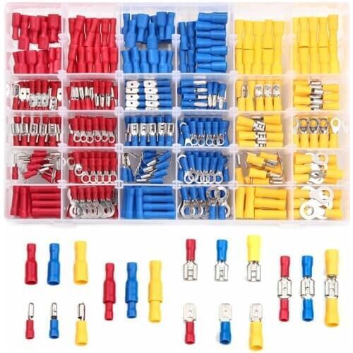 280/300/480Pcs Insulated Cable Connector Electrical Wire Assorted Crimp Spade Butt Ring Fork Set Ring Lugs Rolled Terminals Kit