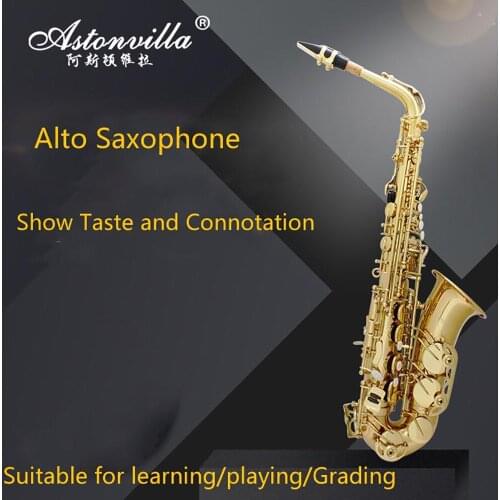 Golden Alto Saxophone Eb E Flat Professional Woodwind Instrument Brass Sax With Box & Mouthpiece Musical Instrument Accessories