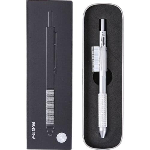 Free Shipping M&G Full metal multi-function pen automatic pencil color ball pen to learn office supplies ADPY3501 with Gift Box