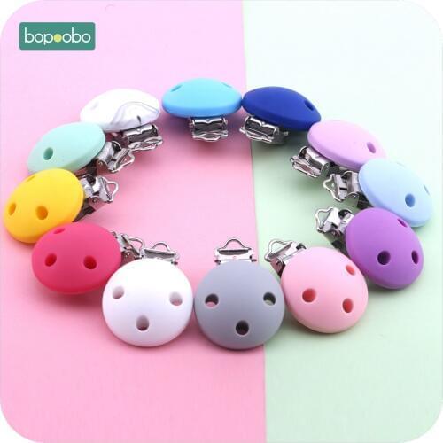 Bopoobo 1PC Round Holes Silicone Pacifier Clip Baby Teether Teething Accessories DIY Tool Toy Multi Color Pacifier Holder