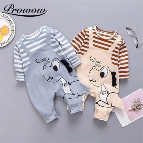 Prowow Cartoon Dinosaur Babys Rompers Autumn Winter Kids Toodler Baby Costume Stripe Baby Boys Overalls For Childrens Clothing
