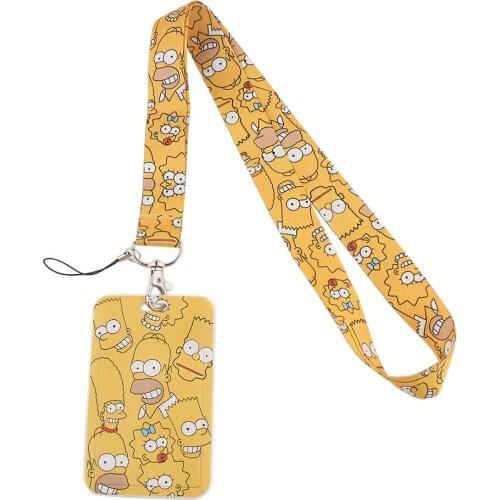 ER627 Yellow Cartoon Lanyard Card ID Holder Car KeyChain ID Card Pass Gym Mobile Phone Badge Kids Key Ring Holder Jewelry