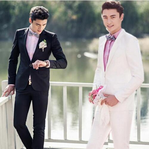 Chorus mariage groom wedding suits for men blazer boys prom suits fashion slim masculino latest coat pant designs white black
