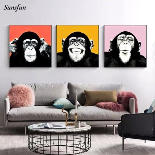 Orangutan Listening to Music with Earphones Canvas Painting Wall Art Decor Poster Funny Animal Picture for Kids Room Home Decor