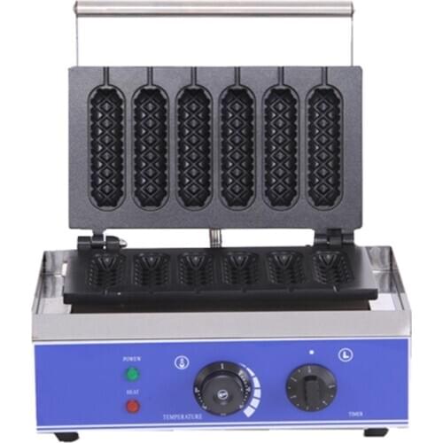 Commercial Electric 6 Pieces Crispy Corn Hot Dog Waffle Maker Non-stick French Muffin Sausage Machine Ktichen Machine