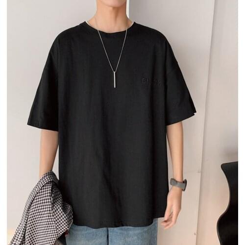 Short Sleeve Black White Loose T Shirt MenS 2021 Summer Classic Solid Tshirt Top Tees Casual Clothes Plus OverSize M-5XL O NECK