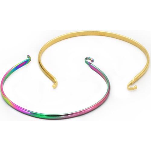 10pcs/lot 304 Stainless Steel Cuff Elastic Free Size 5colors Accessory for Bracelet Jewelry Making SP025