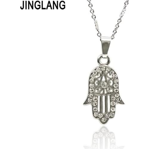JINGLANG New Women Ladies New Love palm Pendants Necklace Girl Gift bohemian jewelry chokers necklaces for women