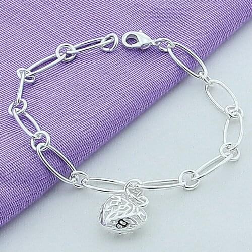 New Simple Design 925 Sterling Silver Jewelry Bracelet Bangles Fashion Heart Brccelet For Women
