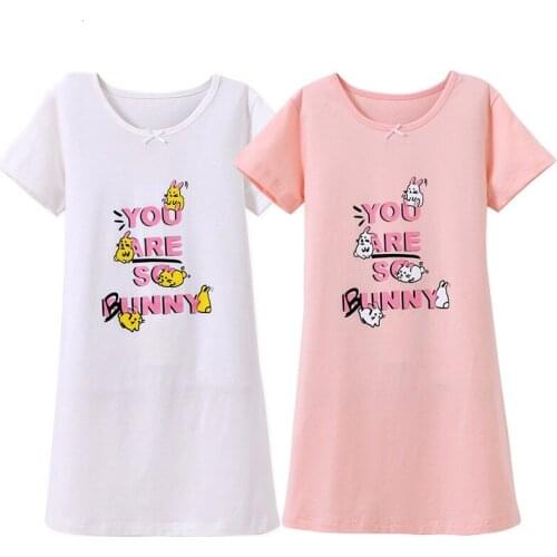 New Children Dress Girls Cotton Letter Short Sleeve Home Wear Soft Pajama Kids 3-8 Years High Quality Clothes Infants Top
