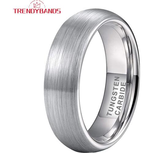 6MM Original Tungsten Carbide Engagement RIngs For Men Women Wedding Bands Domed Brushed Finish Comfort Fit