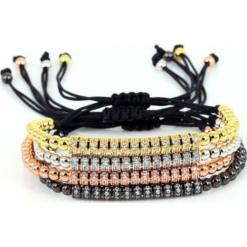 Macrame Braiding Bracelets Anil Arjandas Women Bracelet 24K Metal Beads Pave Setting Cubic Zircon Charm Braid Bracelets Gift