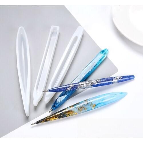 Crystal Gutta Percha Ball Point Pen Mold Transparent Silicone Mold Epoxy Resin Pen Container Resin Casting Mold Pen Container