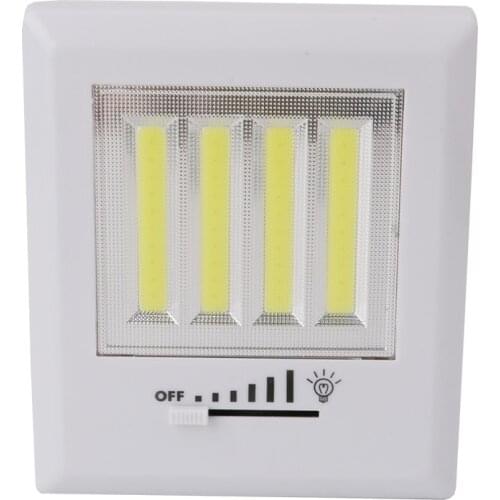 Adjustable Brightness White Wireless LED Night Light Lamp 4*COB LED Wall Lamp Battery Power Cordless Switch Closet Under Cabinet