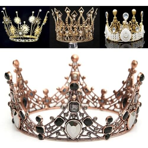 Luxury Wedding Bridal Hair Crown Queen Imitation Pearl Crystal Hair Accessories Prom Party Headhand DIY Cake Decor Photo Props