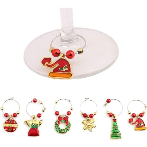 Christmas Decorations For Home Wine Glass Party New Year Cup Ring Table Santa Claus Navidad Jingle Bells Metal Ring