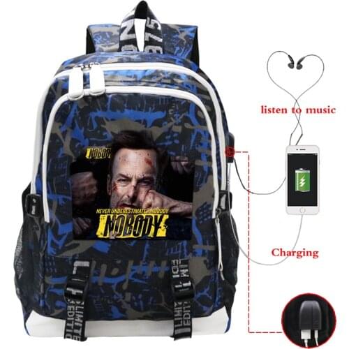 Nobody Printed Mens Backpack Unisex Laptop Backpacks Casual Travel Boys Student School Bags Large Capacity Hot Sale Mochila
