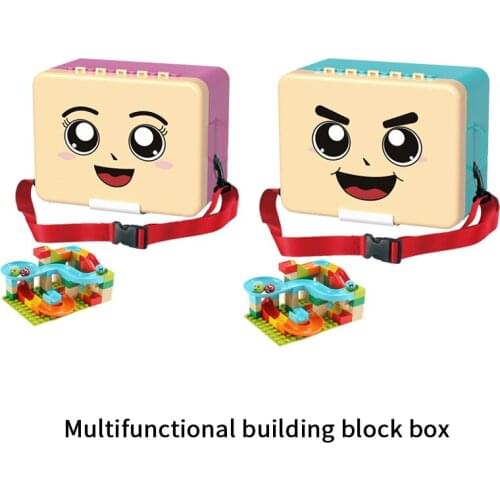 Assemble multifunctional storage building block box with slide blocks bricks educational toys for children