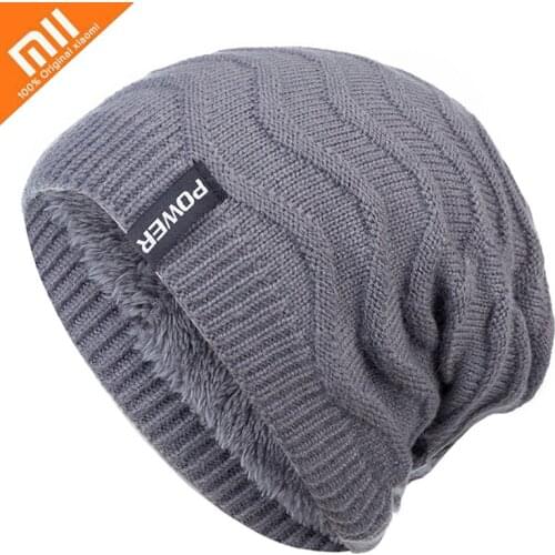 Xiaomi Wave Pattern Knitted Hats Men Women Casual Baggy Thickened Beanie Hat Outdoor Warm Windproof Winter Warm Cap Unisex