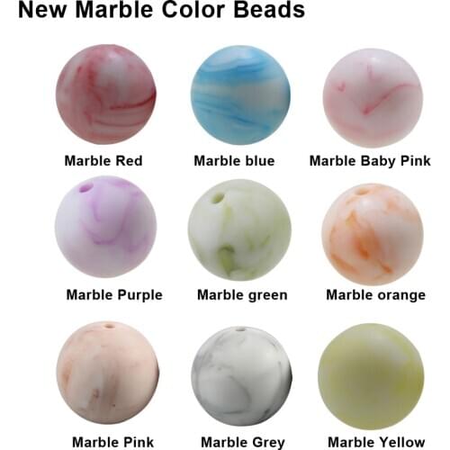 15MM Silicone Beads Teether Marble Color 100PC Round Silicone Beads 15mm BPA Free Set Silicone Teething Beads Teether