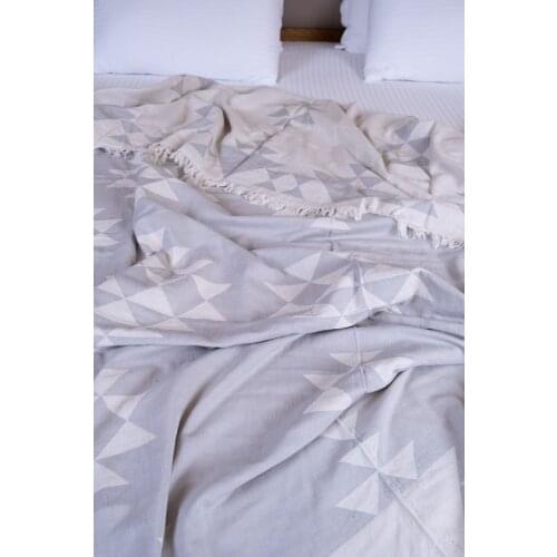 Turkish %100 Cotton Blanket Throw Double Side Luxury Truva Design