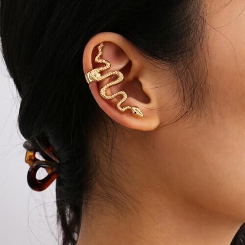 Women Unique Mini Snake Shape Left Right Cuff Wrap Ear Clip Punk Earring Jewelry Stud Earrings Simple Circle Ear Jewelry Gift