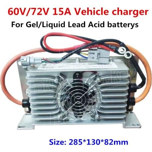 1.2KW waterproof 60V 72V 15A GEL liquid lead acid battery Vehicle Charger For EV Car Motorcycle Electric bus Vehicle kart
