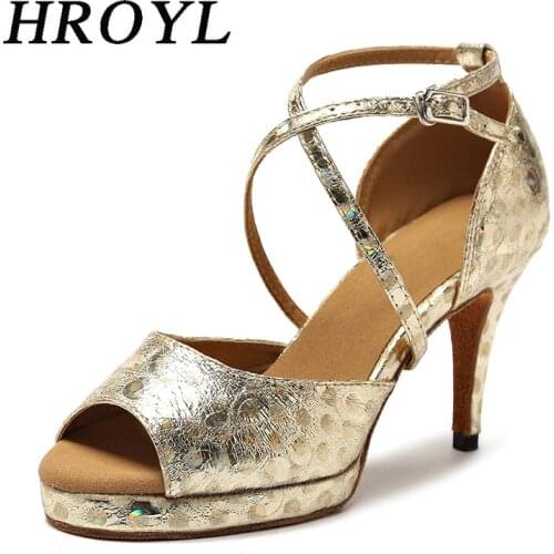 Womens Dance Shoes Latin Thick Sole Salsa Tango Ballroom Dancing Shoes Gold Silver Red Shiny Dance Sandals High Heels Girls