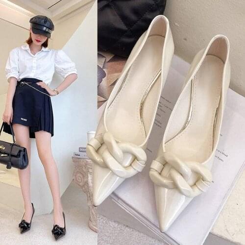 2021 spring new pointed high heels female elegant temperament patent leather stiletto pumps womens