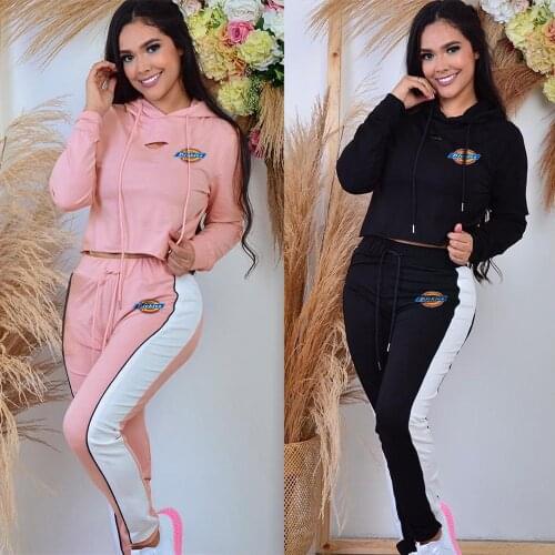 Women Popular Sexy Tracksuit Letter Print Casual Slim 2 Pieces Track Suit Outfits Female Pant Set