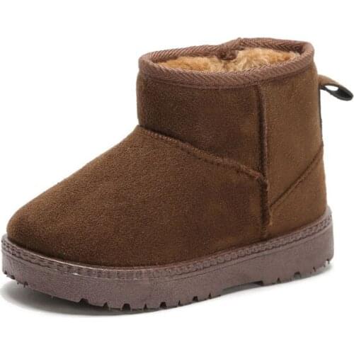 Winter Boys Girls Cotton Shoes Children Boots Fashion Simplicity Suede Genuine Leather Warm Wool Plush Kids Snow Boots