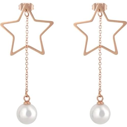 Star Ear Pearl Earrings Fashion Jewelry For Women Dangle Drop Earrings Birthday Gift Weeding Jewelry Earrring