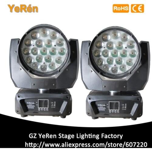 2PCS) Aura Led Moving Head Light Zoom Wash Light 19*15W RGBW DMX 16/25CHs Professional Stage Lighting Equipment