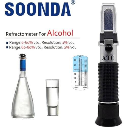 2-in-1 Refractometer For Alcohol 0-80 %VOL Hydrometer Refractometer For Alcohol Moonshine Spirits Concentration Alcoholometer