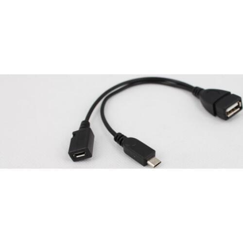 50pcs Micro USB Male To USB 2.0 Female Host OTG Cable + Micro USB Adapter Y Splitter Not For Charging